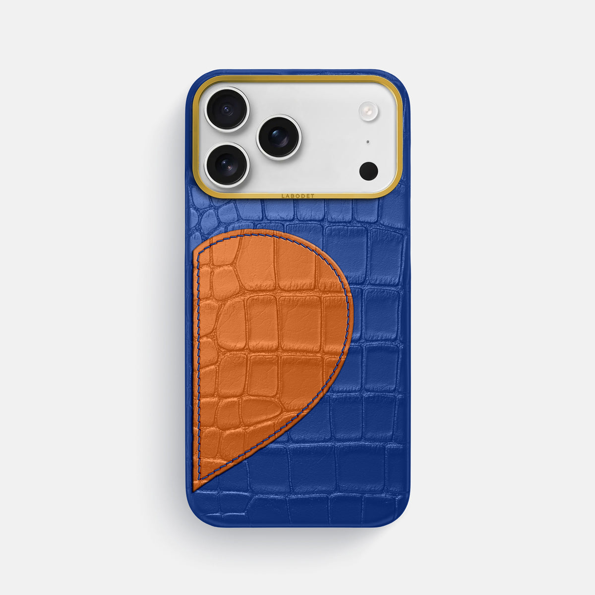 Classic Case With Half Heart - Right For iPhone 17 Pro Max In Alligator -1 | Royal-Blue-Gold