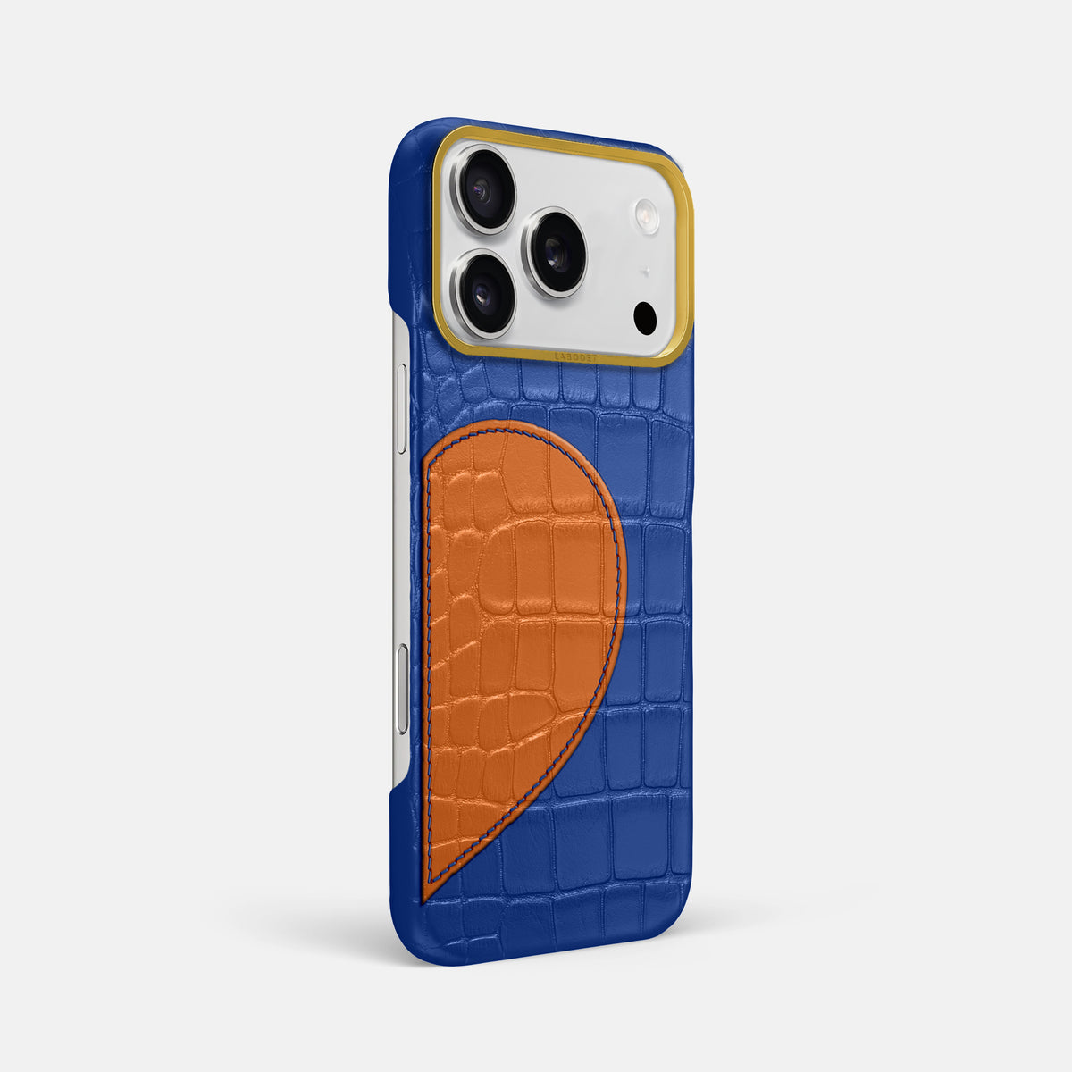 Classic Case With Half Heart - Right For iPhone 17 Pro Max In Alligator -2 | Royal-Blue-Gold