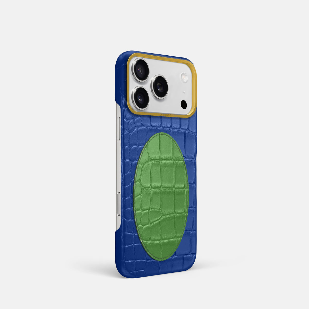Classic Case With Oval For iPhone 17 Pro In Alligator -2 | Royal-Blue-Gold