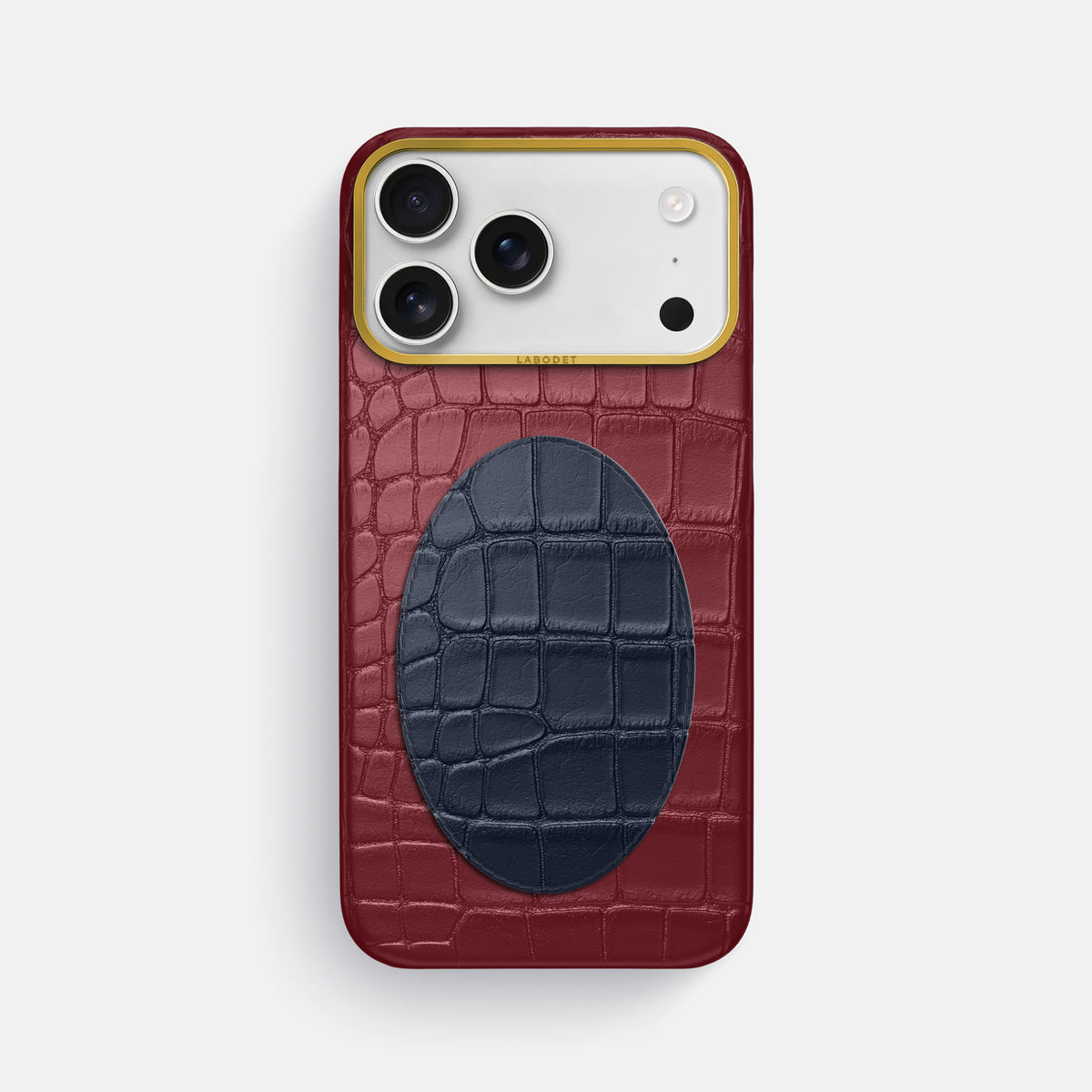 Classic Case With Oval For iPhone 17 Pro Max In Alligator -1 | Burgundy-Gold
