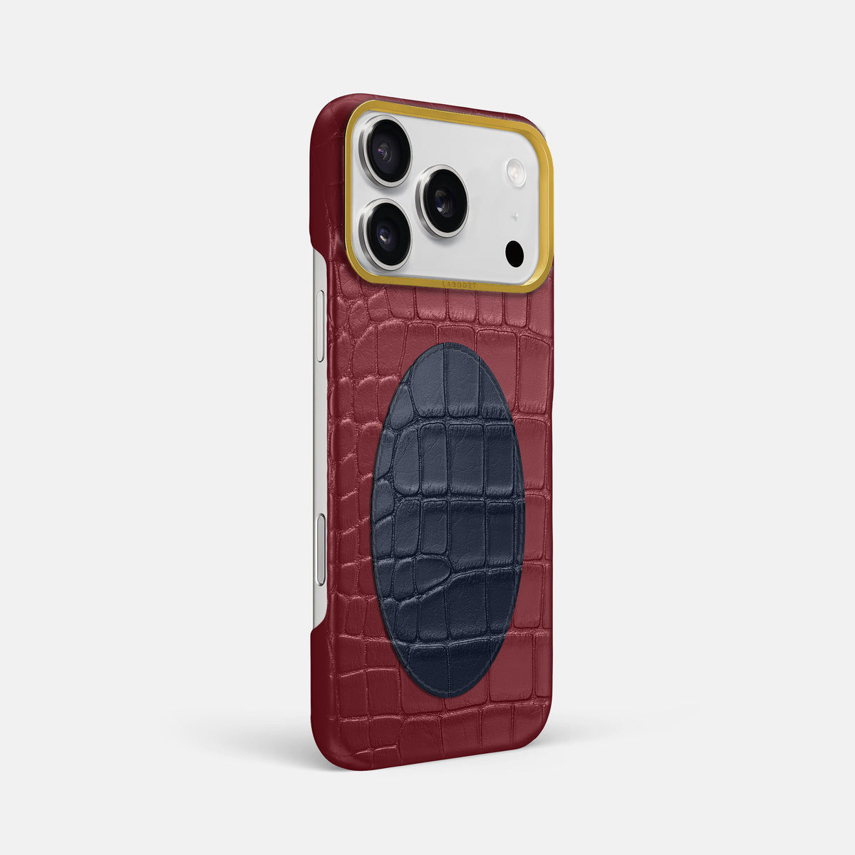 Classic Case With Oval For iPhone 17 Pro Max In Alligator -2 | Burgundy-Gold