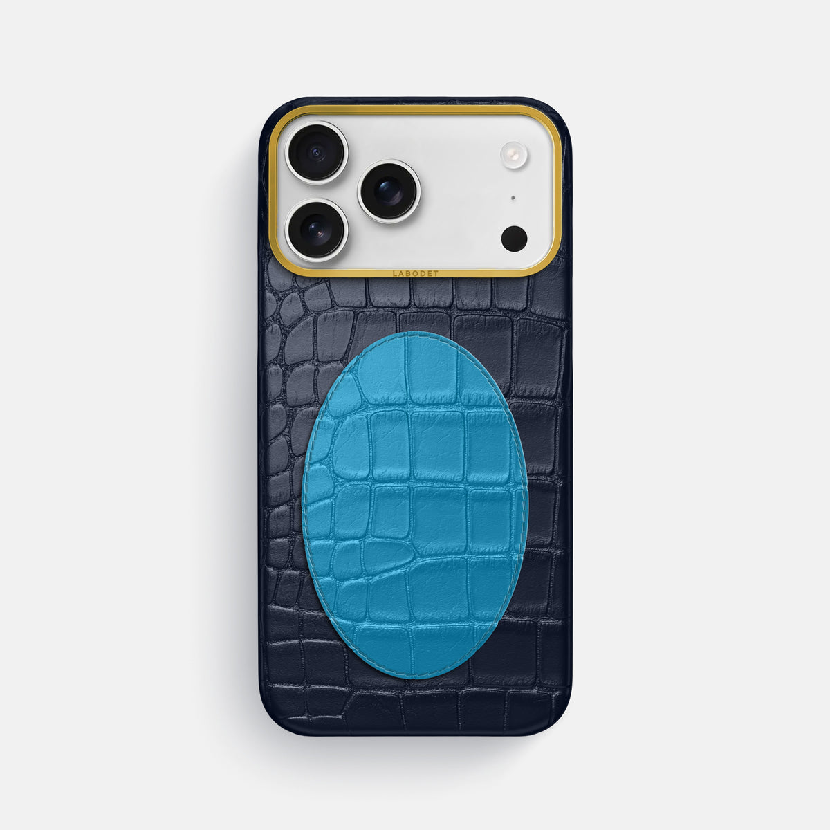 Classic Case With Oval For iPhone 17 Pro Max In Alligator -1 | Navy-Blue-Gold