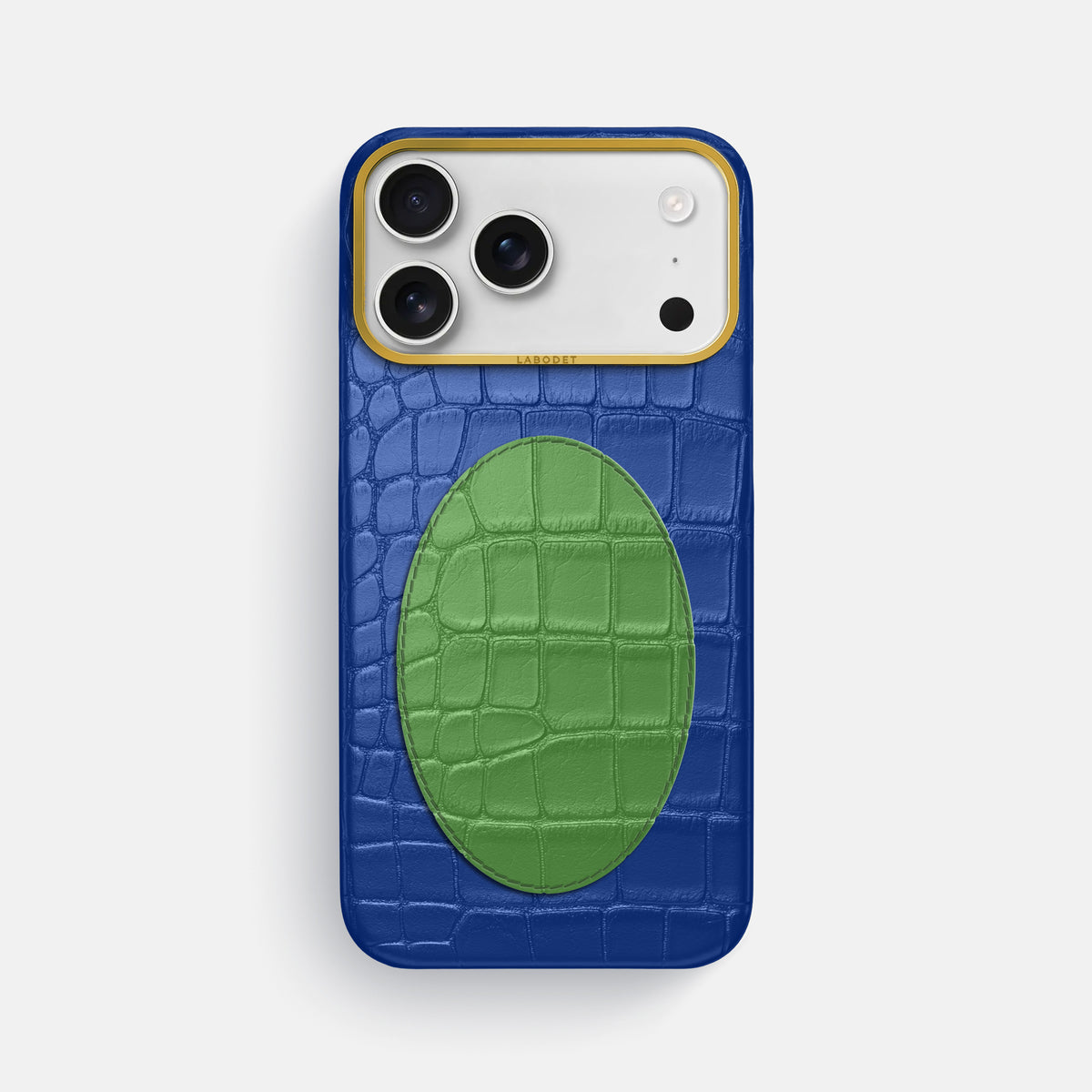 Classic Case With Oval For iPhone 17 Pro Max In Alligator -1 | Royal-Blue-Gold