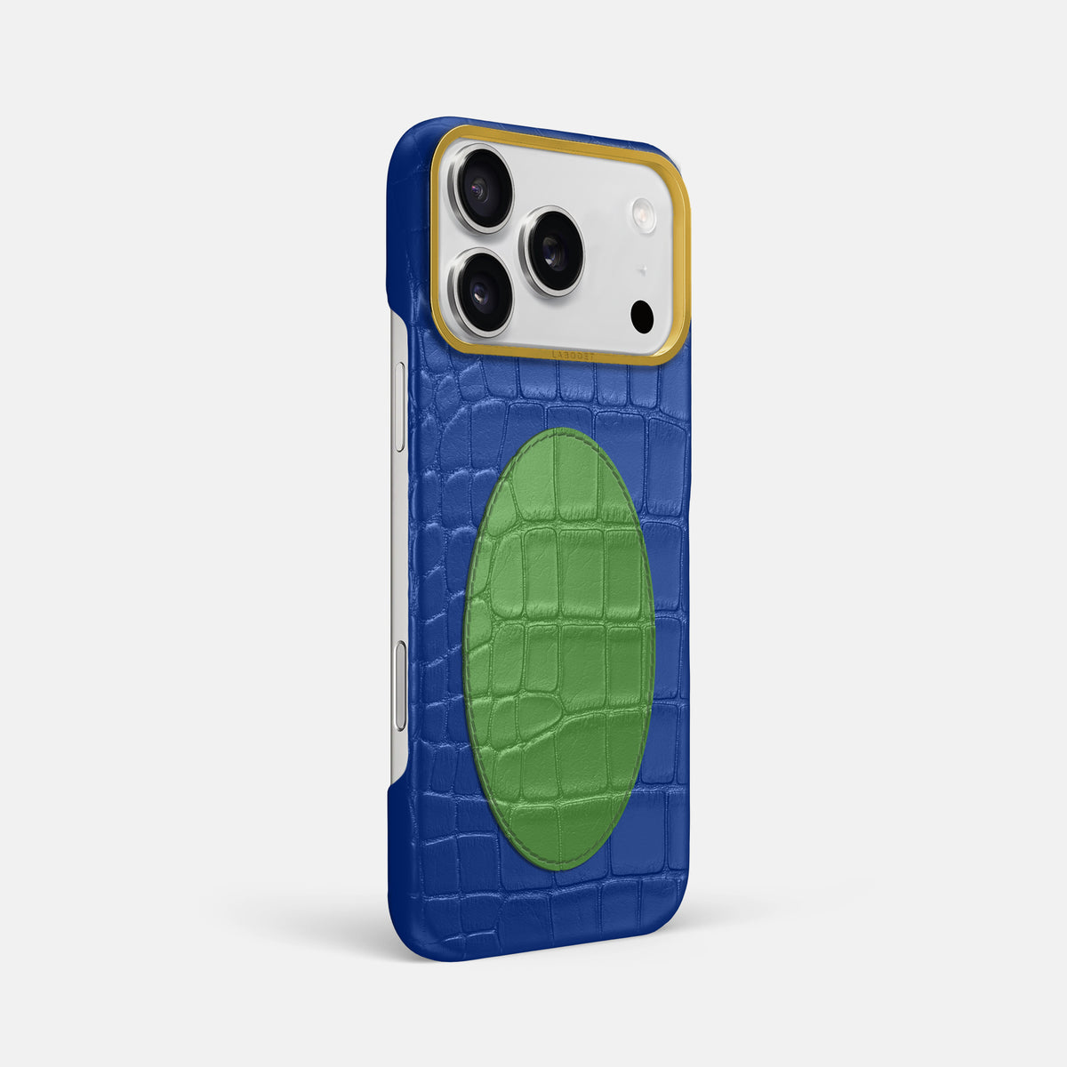 Classic Case With Oval For iPhone 17 Pro Max In Alligator -2 | Royal-Blue-Gold