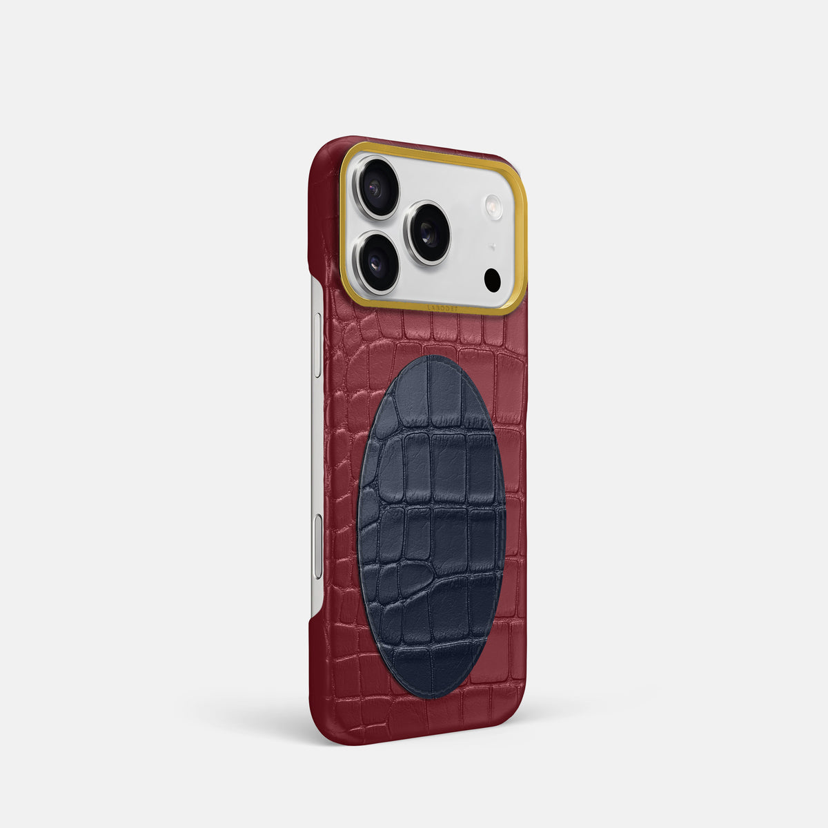 Classic Case With Oval For iPhone 18 Pro In Alligator -2 | Burgundy-Gold