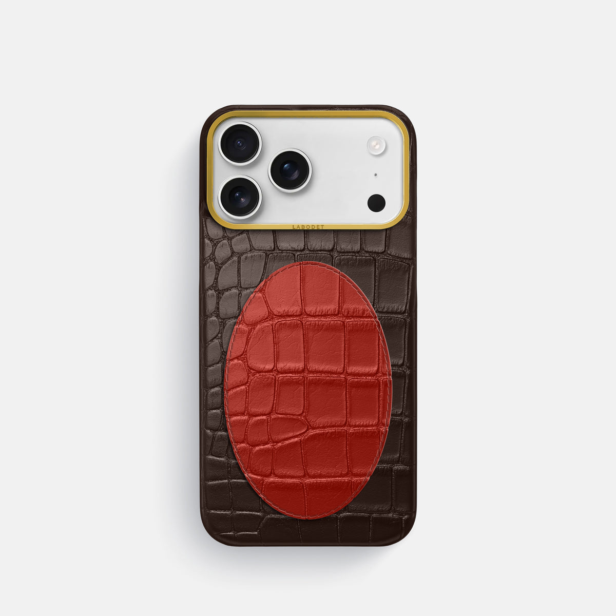 Classic Case With Oval For iPhone 18 Pro In Alligator -1 | Dark-Brown-Gold