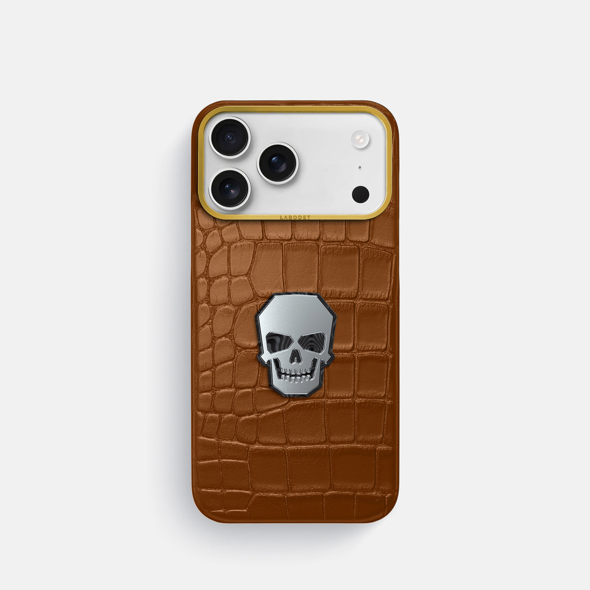 Classic Case With Titanium Skull For iPhone 17 Pro In Alligator -1 | Honey-Gold