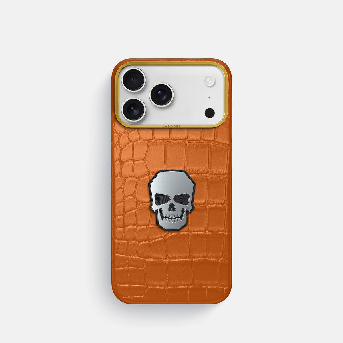 Classic Case With Titanium Skull For iPhone 17 Pro In Alligator -1 | Orange-Gold