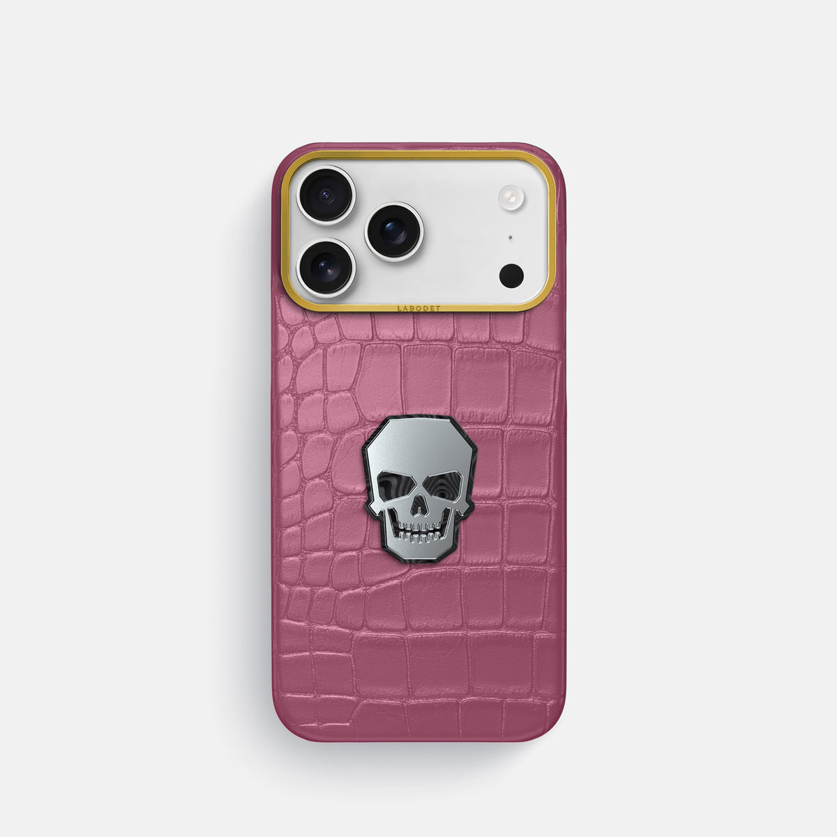 Classic Case With Titanium Skull For iPhone 17 Pro In Alligator -1 | Pink-Lagoon-Gold