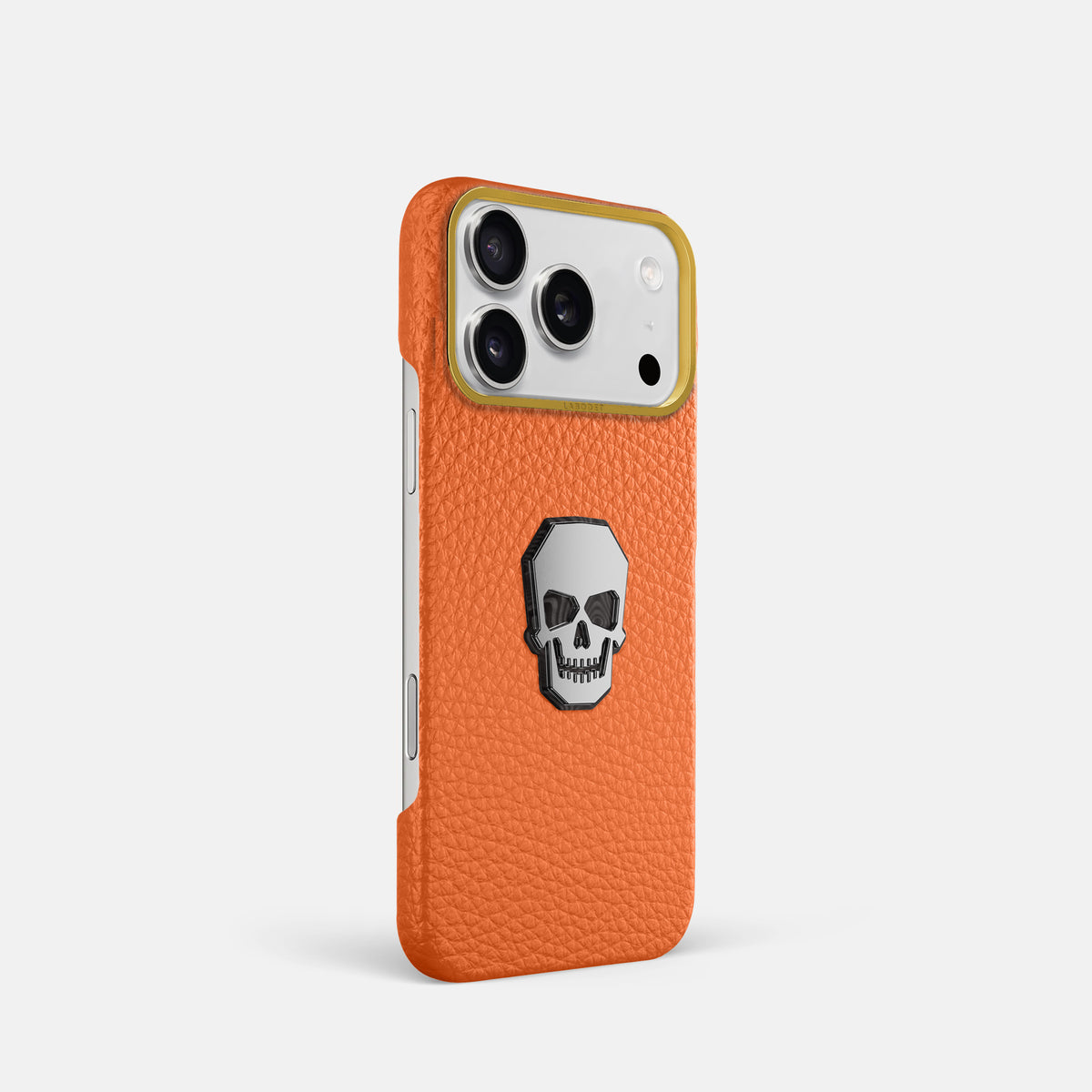 Classic Case With Titanium Skull For iPhone 17 Pro In Calf -2 | Orange-Gold