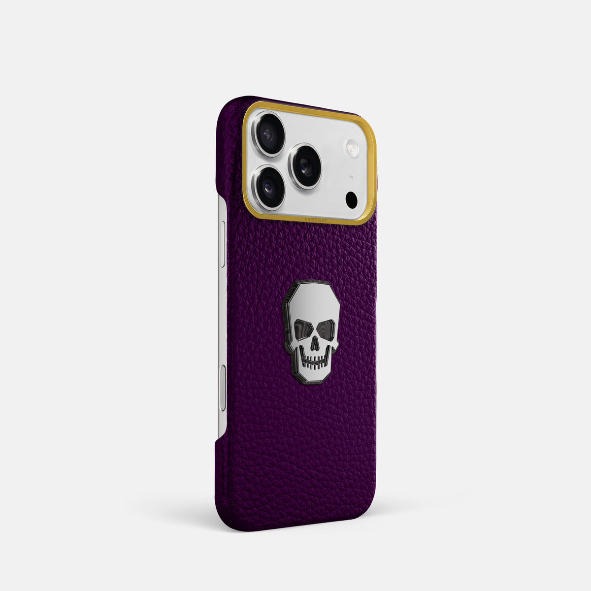 Classic Case With Titanium Skull For iPhone 17 Pro In Calf -2 | Violet-Gold