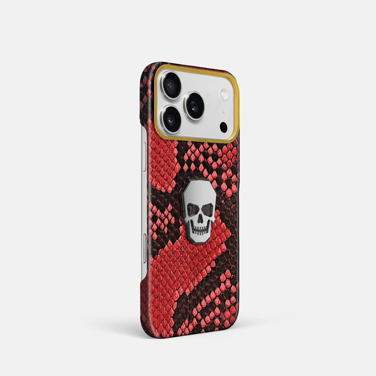 Classic Case With Titanium Skull For iPhone 17 Pro In Deluxe Python -2 | Red-Gold