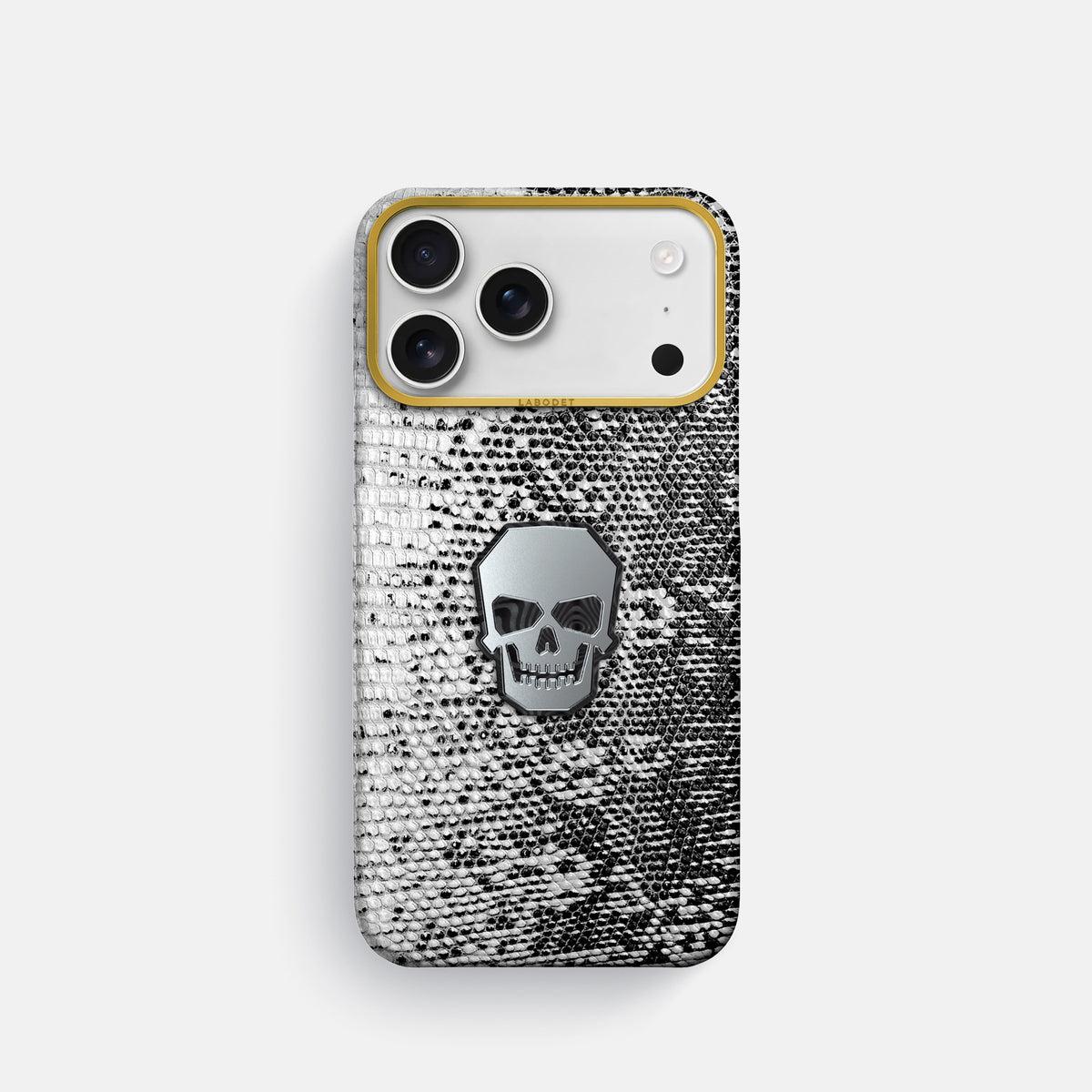 Classic Case With Titanium Skull For iPhone 17 Pro In Himalayan Lizard -1 | Dark-Gold