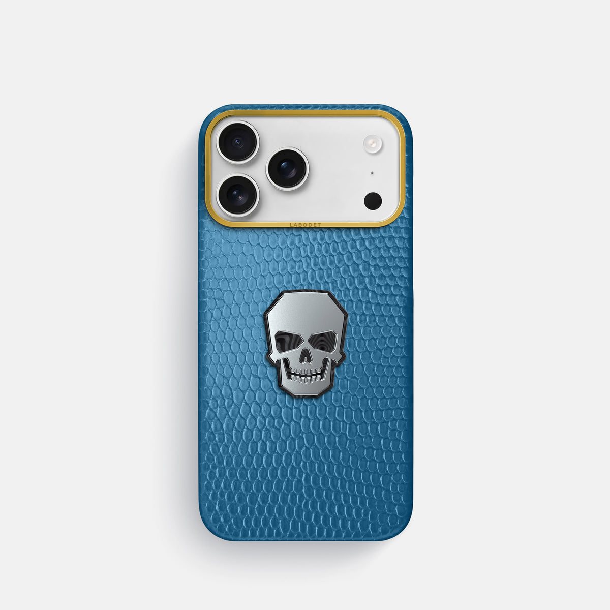 Classic Case With Titanium Skull For iPhone 17 Pro In Lizard -1 | Blue-Gold