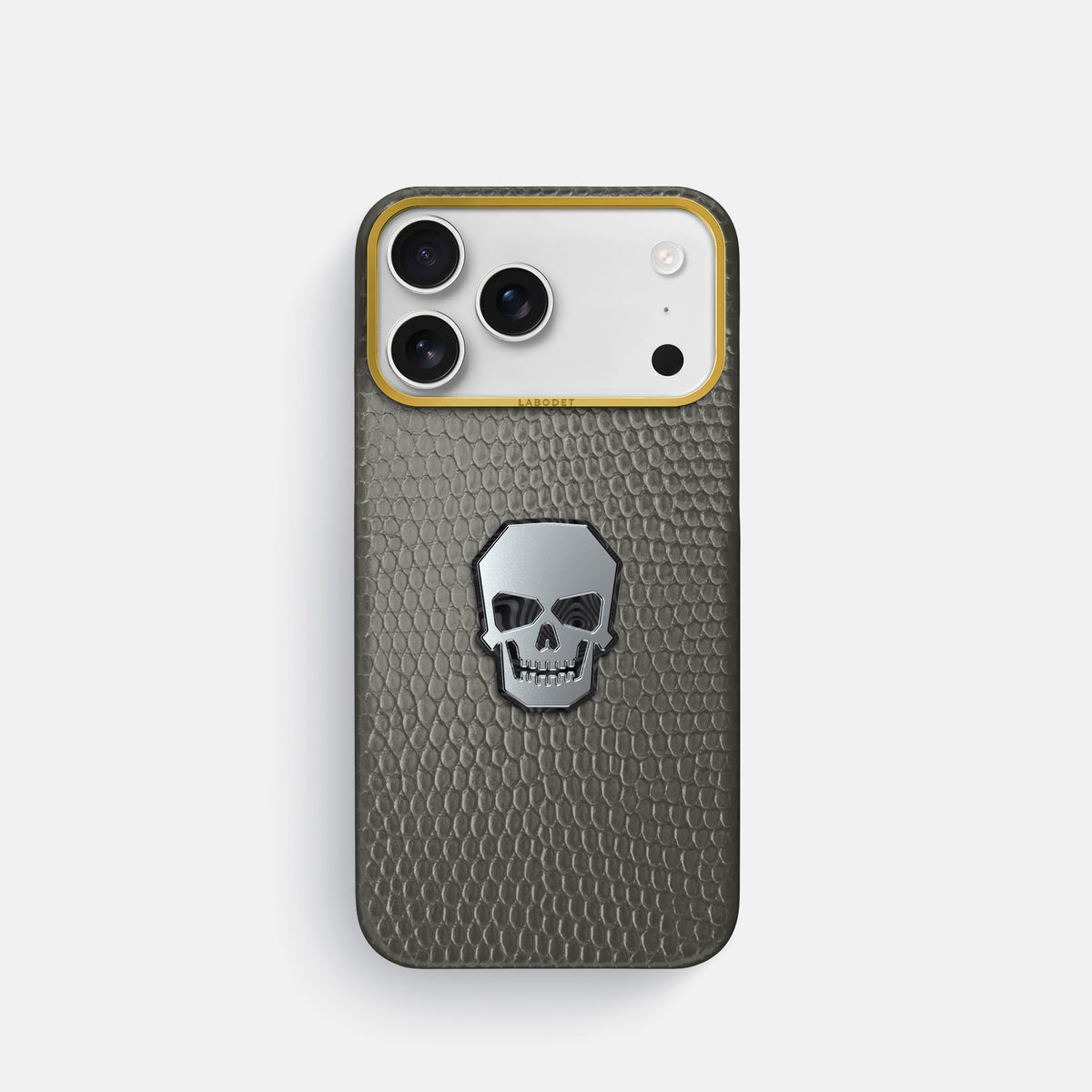Classic Case With Titanium Skull For iPhone 17 Pro In Lizard -1 | Grey-Gold