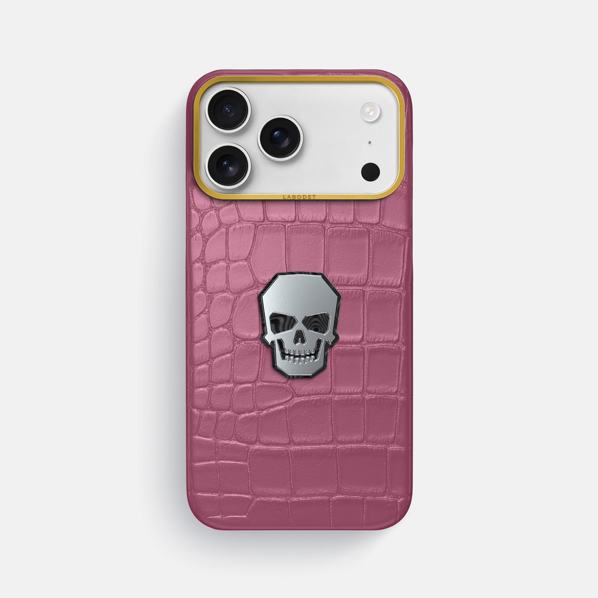Classic Case With Titanium Skull For iPhone 17 Pro Max In Alligator -1 | Pink-Lagoon-Gold