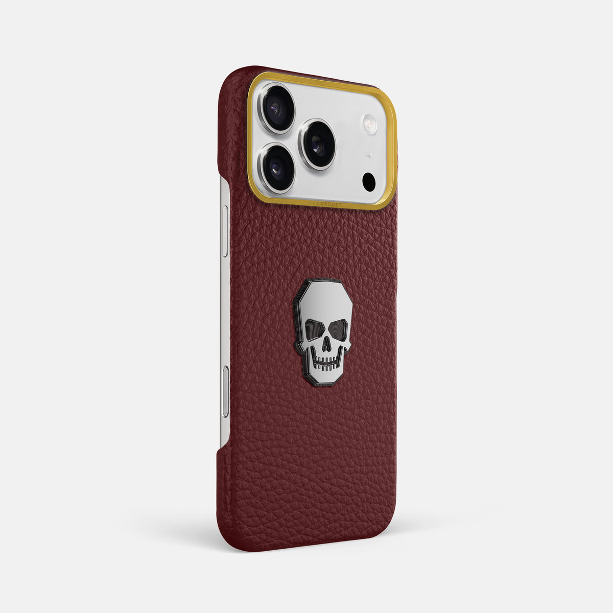 Classic Case With Titanium Skull For iPhone 17 Pro Max In Calf -2 | Bordeaux-Gold