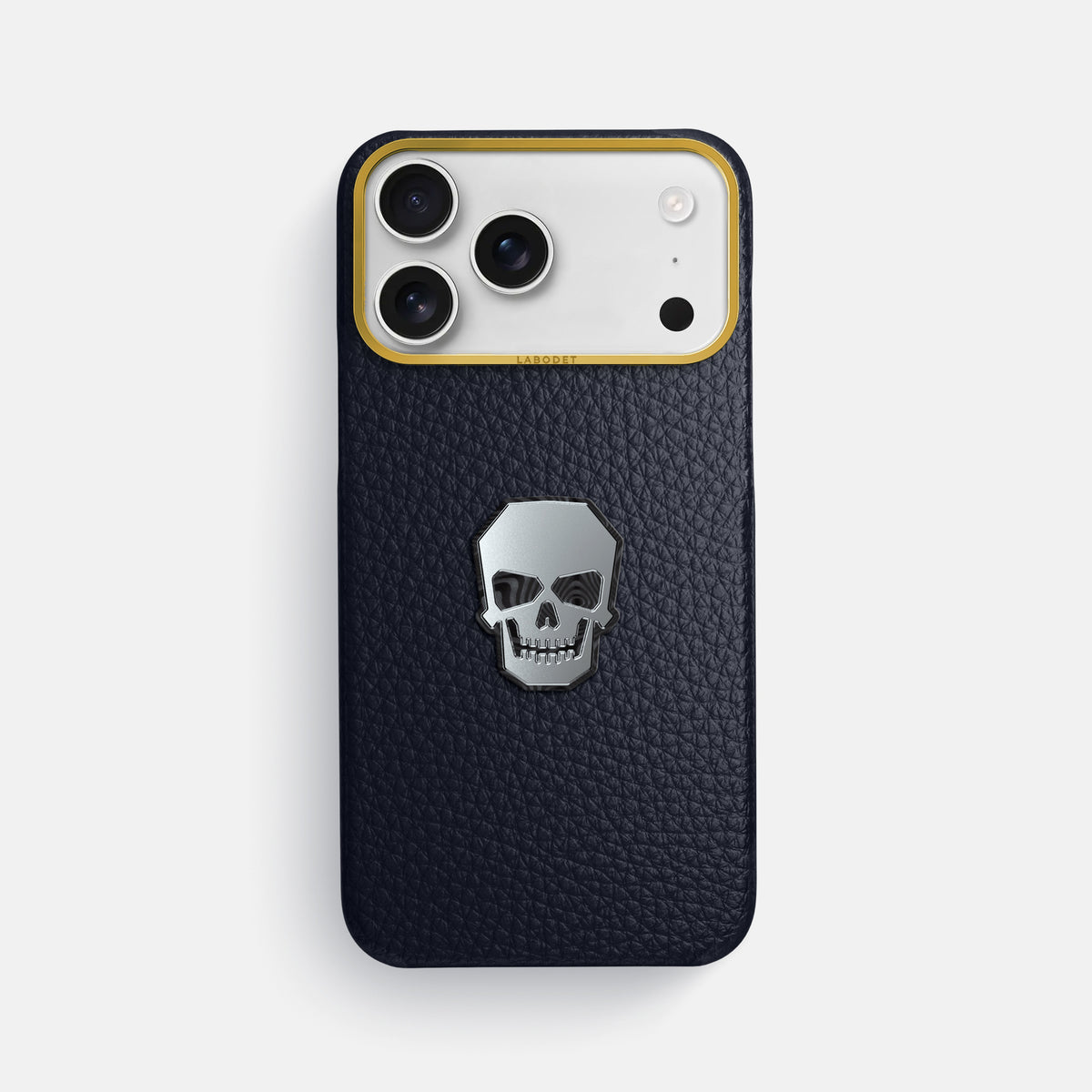 Classic Case With Titanium Skull For iPhone 17 Pro Max In Calf -1 | Marine-Gold