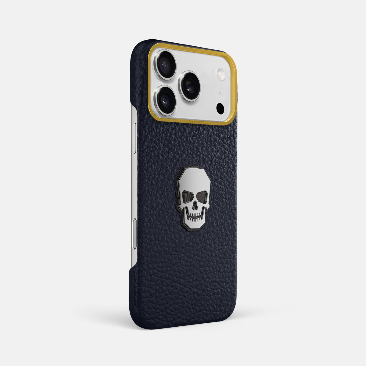 Classic Case With Titanium Skull For iPhone 17 Pro Max In Calf -2 | Marine-Gold