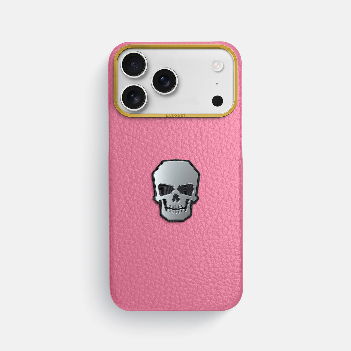 Classic Case With Titanium Skull For iPhone 17 Pro Max In Calf -1 | Pink-Gold