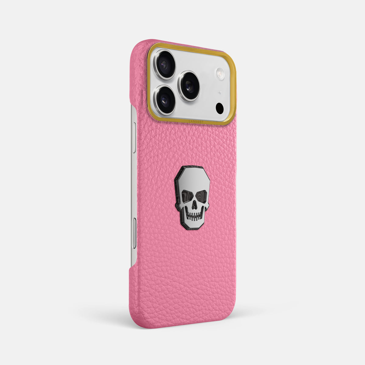 Classic Case With Titanium Skull For iPhone 17 Pro Max In Calf -2 | Pink-Gold