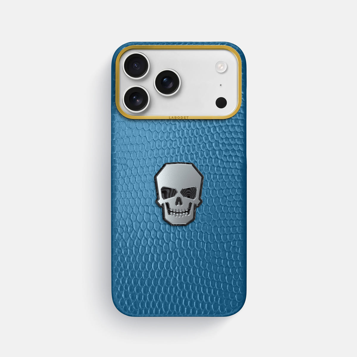 Classic Case With Titanium Skull For iPhone 17 Pro Max In Lizard -1 | Blue-Gold