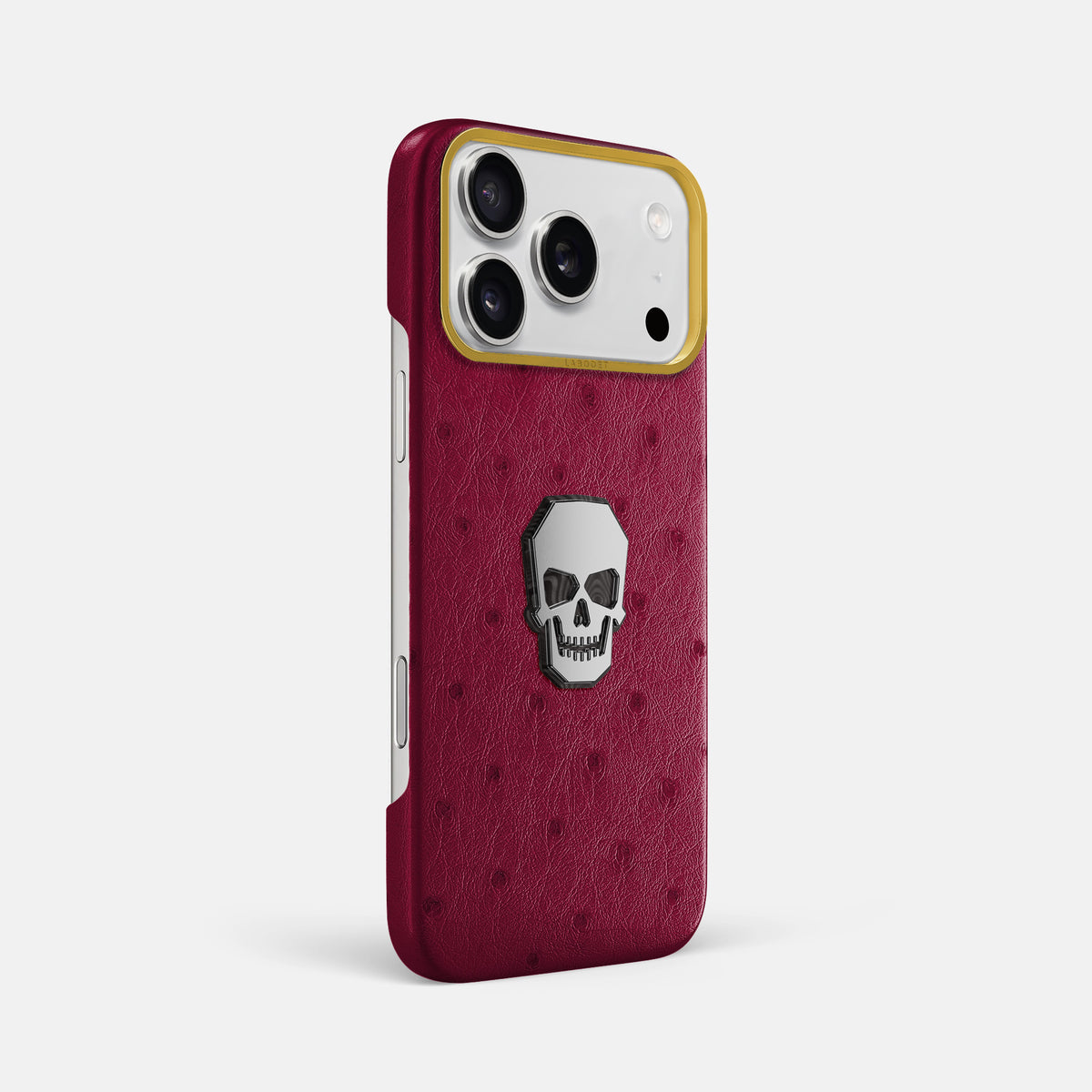 Classic Case With Titanium Skull For iPhone 17 Pro Max In Ostrich -2 | Bordeaux-Gold