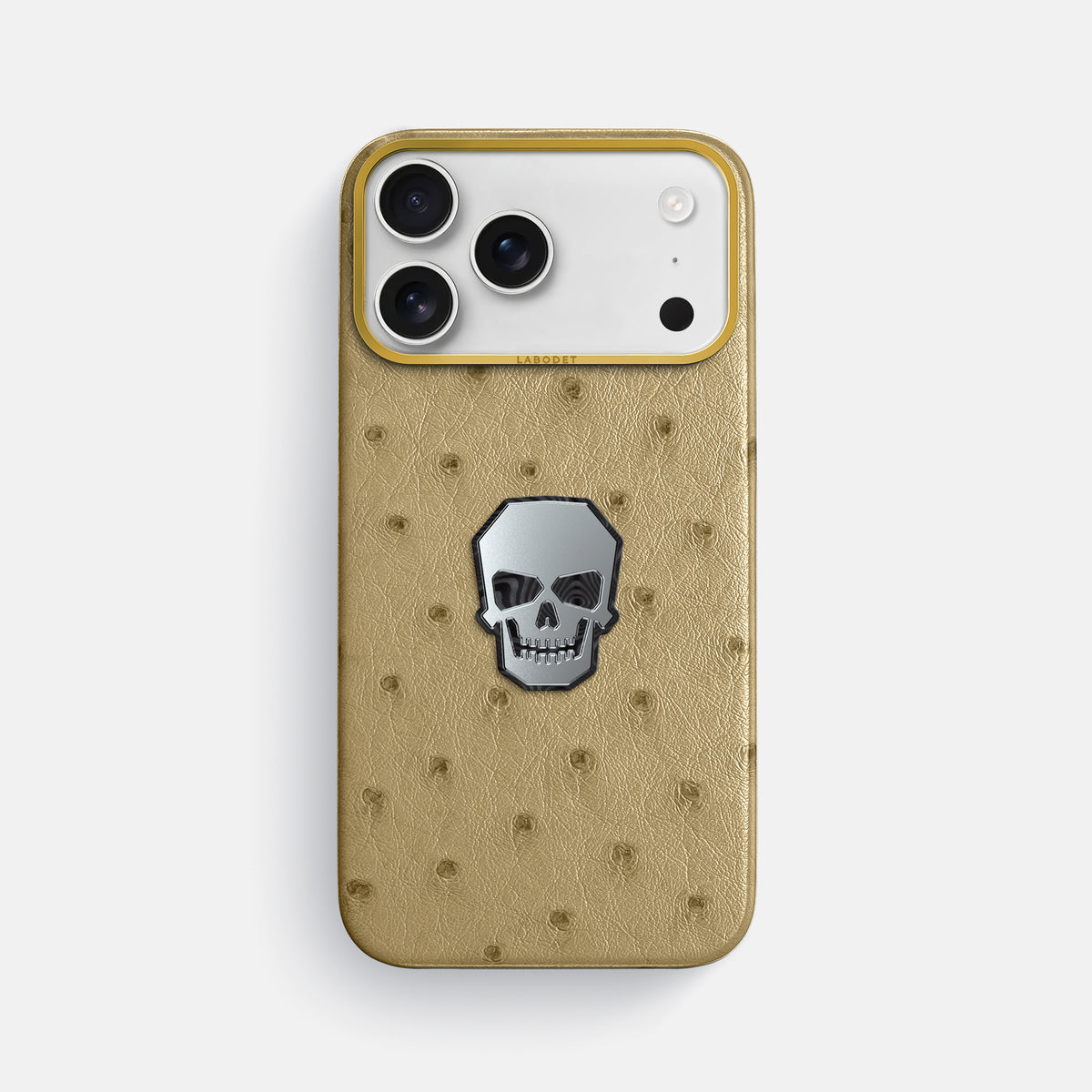 Classic Case With Titanium Skull For iPhone 17 Pro Max In Ostrich -1 | Desert-Sand-Gold