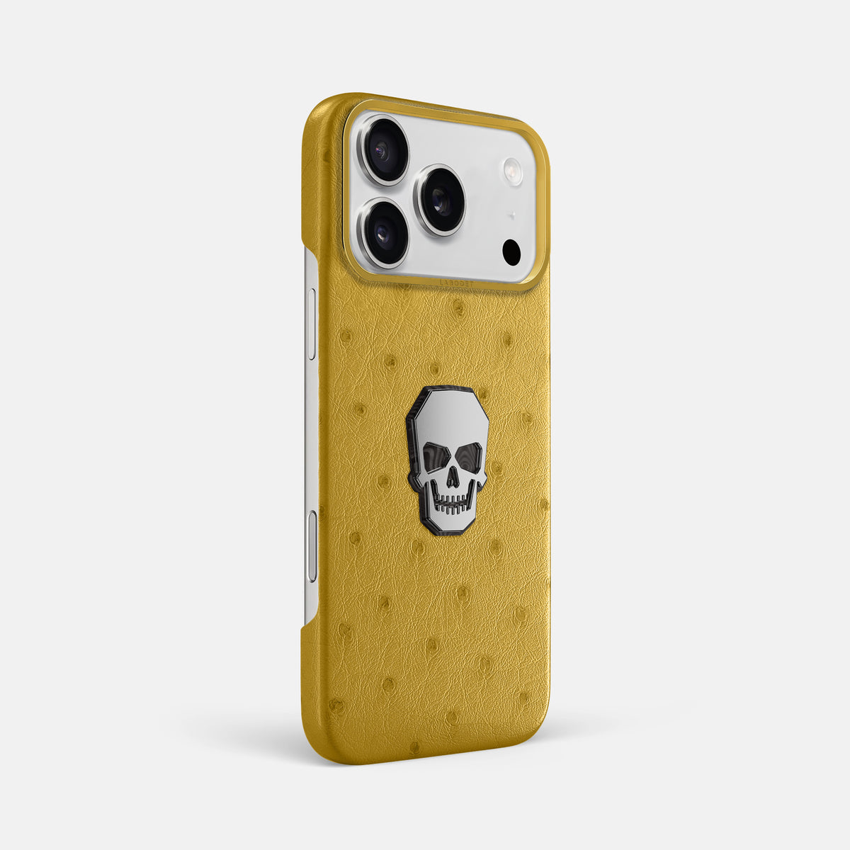 Classic Case With Titanium Skull For iPhone 17 Pro Max In Ostrich -2 | Gold-Gold