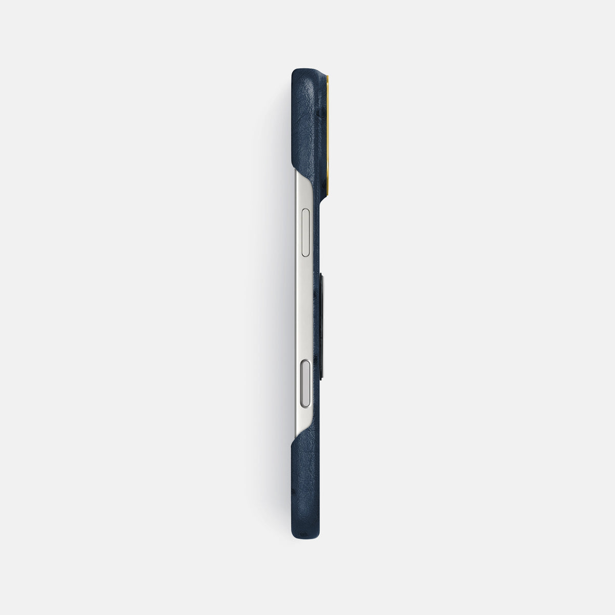 Classic Case With Titanium Skull For iPhone 17 Pro Max In Ostrich -3 | Navy-Blue-Gold