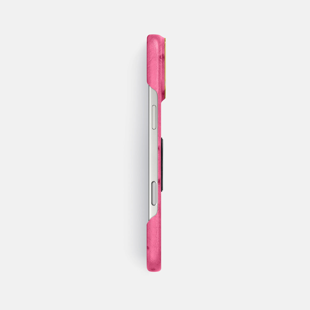 Classic Case With Titanium Skull For iPhone 17 Pro Max In Ostrich -3 | Pink-Gold