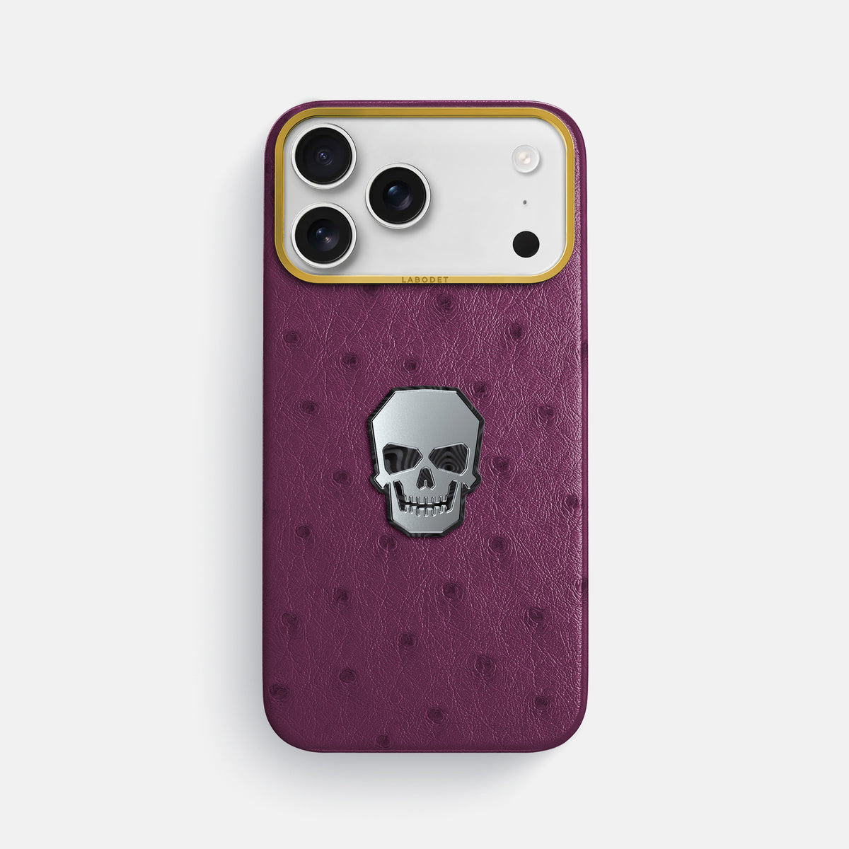Classic Case With Titanium Skull For iPhone 17 Pro Max In Ostrich -1 | Purple-Gold