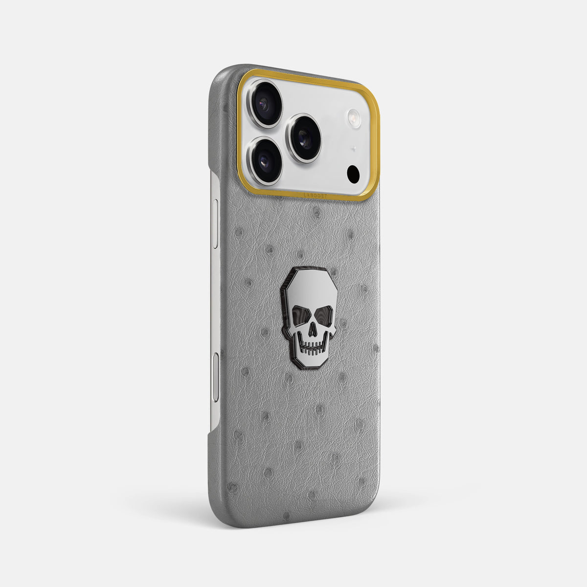 Classic Case With Titanium Skull For iPhone 17 Pro Max In Ostrich -2 | Silver-Gold