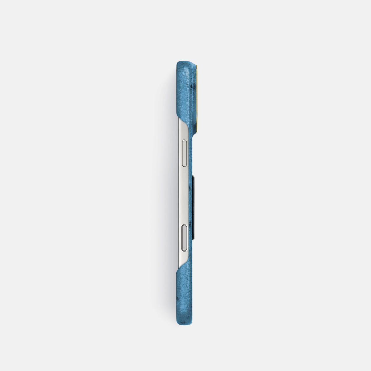 Classic Case With Titanium Skull For iPhone 17 Pro In Ostrich -3 | Blue-Jeans-Gold