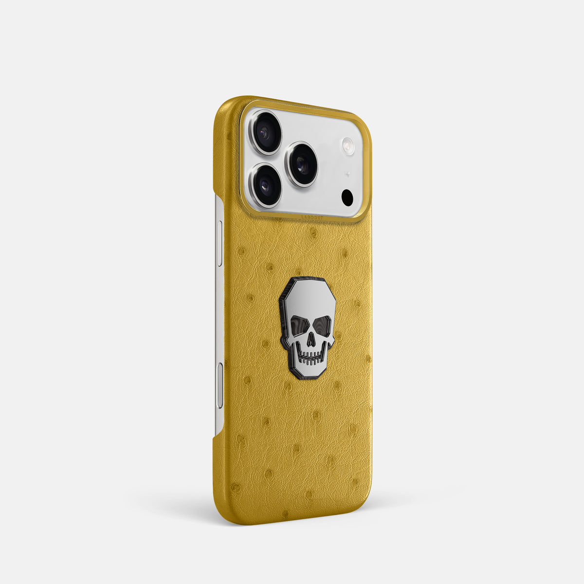 Classic Case With Titanium Skull For iPhone 17 Pro In Ostrich -2 | Gold-Gold