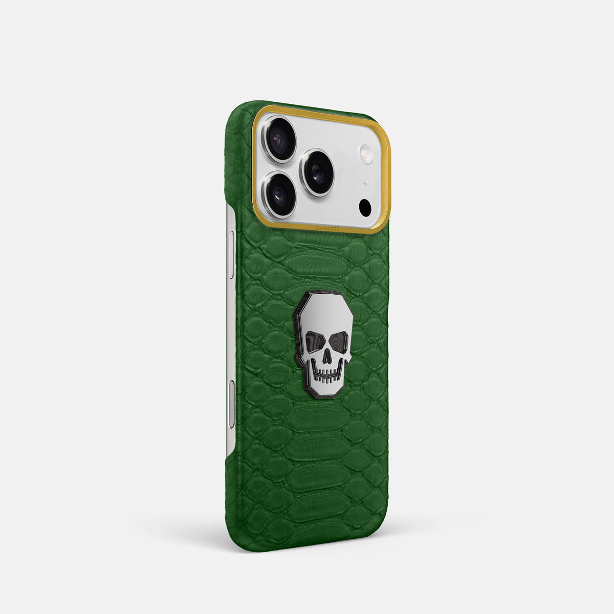 Classic Case With Titanium Skull For iPhone 17 Pro In Python -2 | Green-Gold