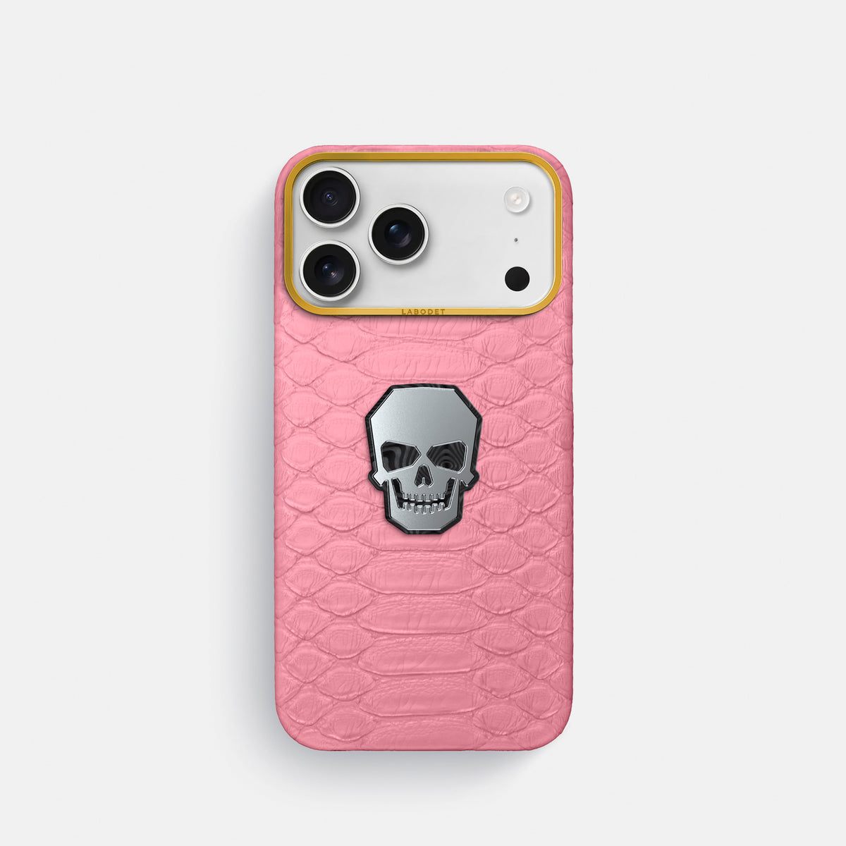 Classic Case With Titanium Skull For iPhone 17 Pro In Python -1 | Pink-Gold