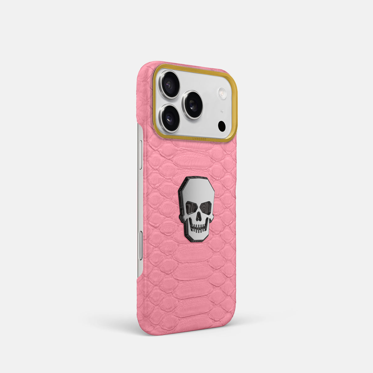 Classic Case With Titanium Skull For iPhone 17 Pro In Python -2 | Pink-Gold