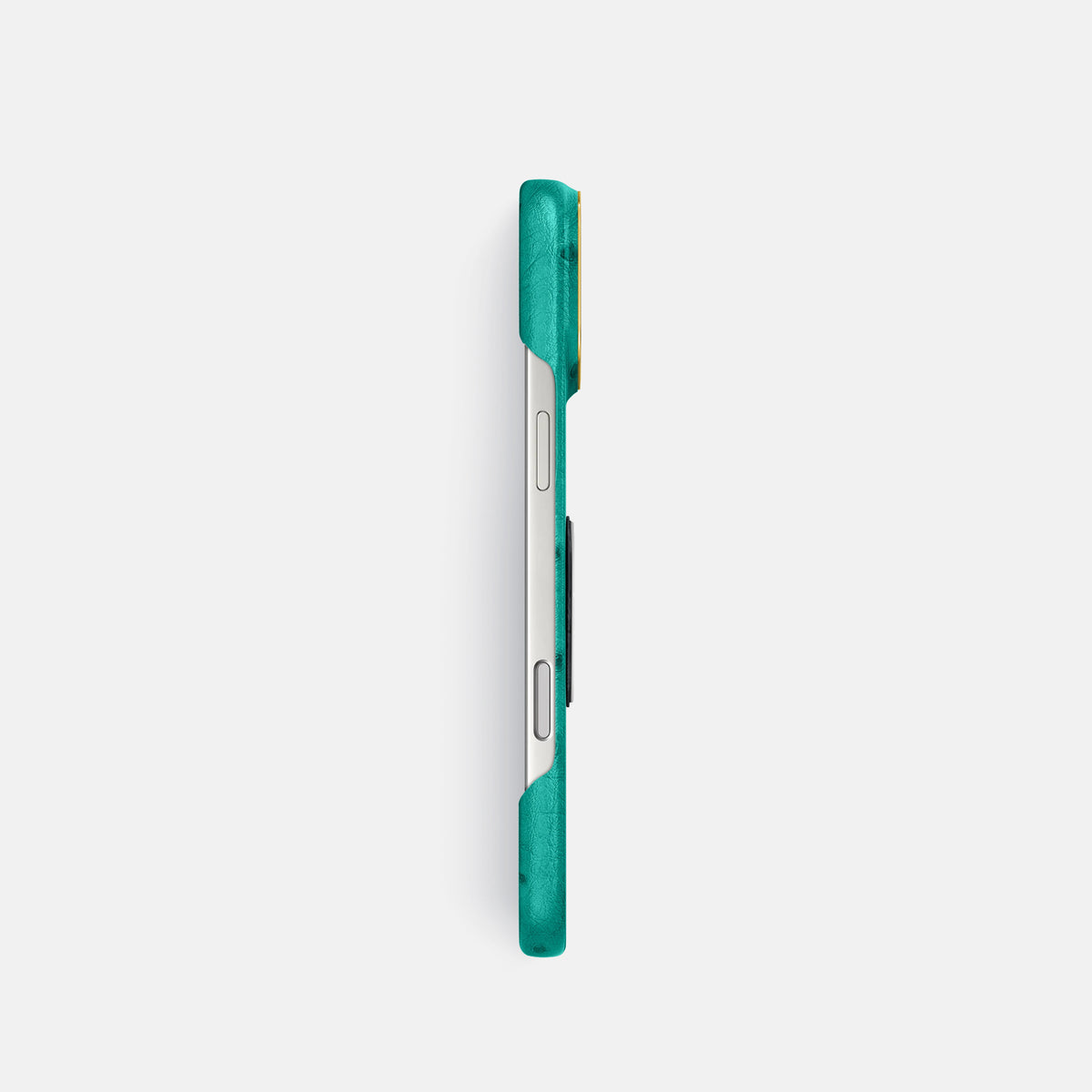 Classic Case With Titanium Skull For iPhone 18 Pro In Ostrich -3 | Turquoise-Gold