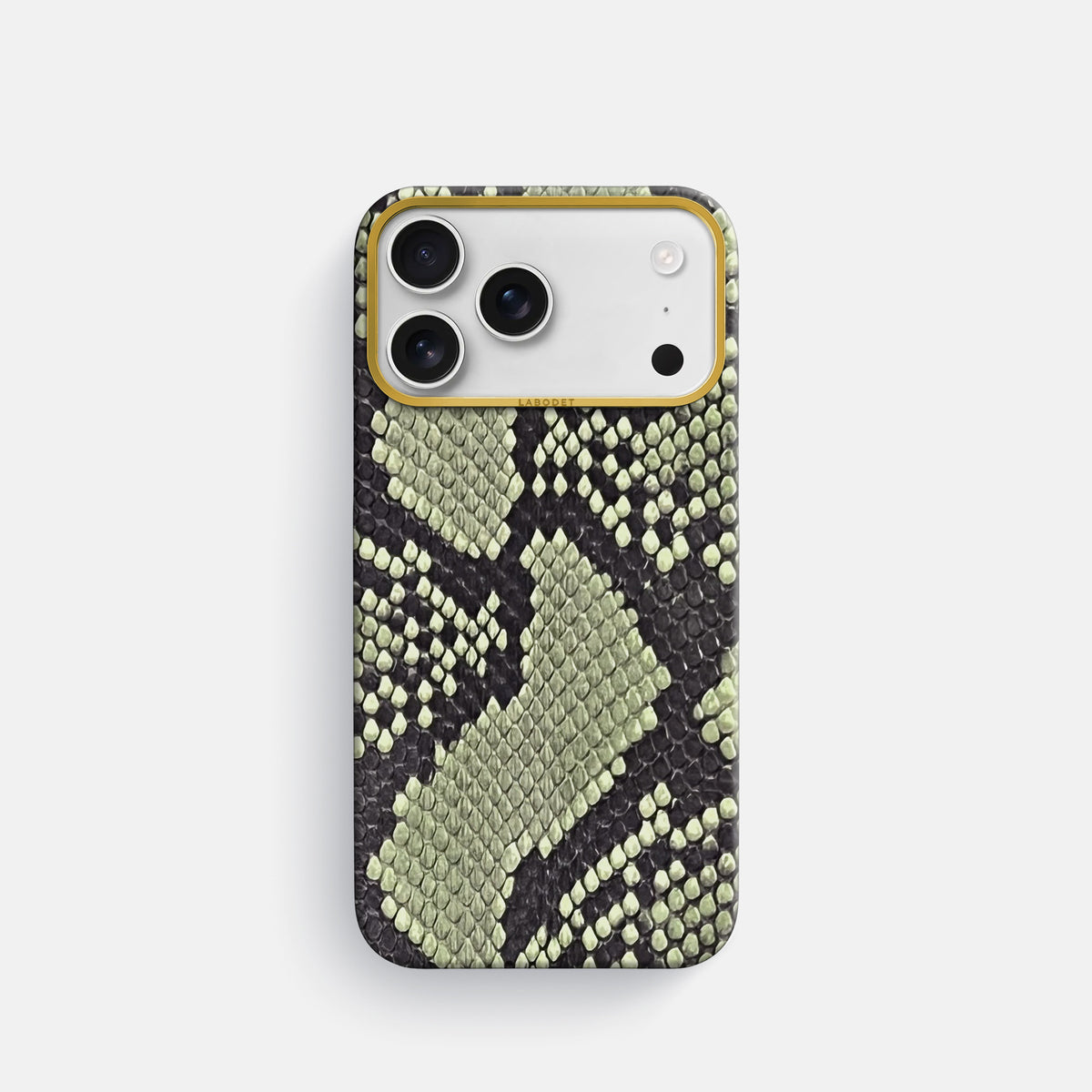 Classic Case For iPhone 17 Pro In Deluxe Python -1 | Army-Green-Gold