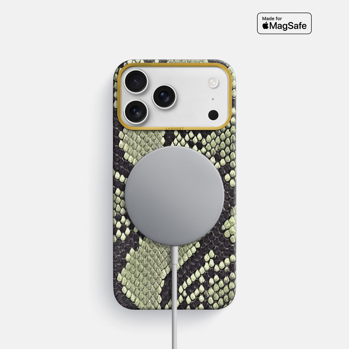 Classic Case For iPhone 17 Pro In Deluxe Python -5 | Army-Green-Gold