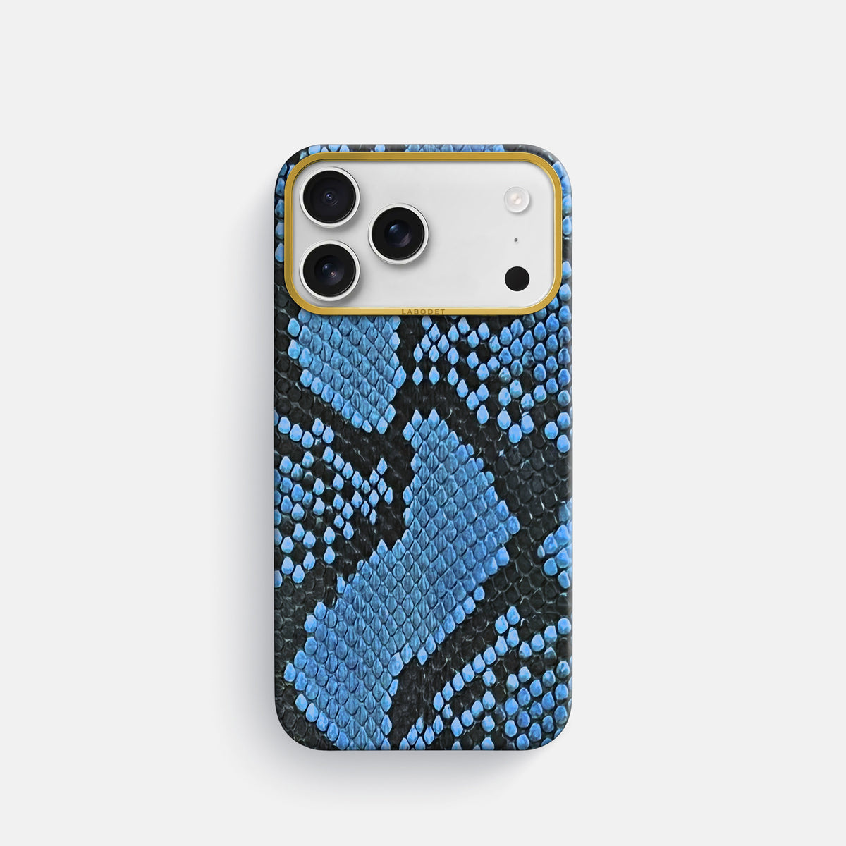 Classic Case For iPhone 17 Pro In Deluxe Python -1 | Blue-Jeans-Gold