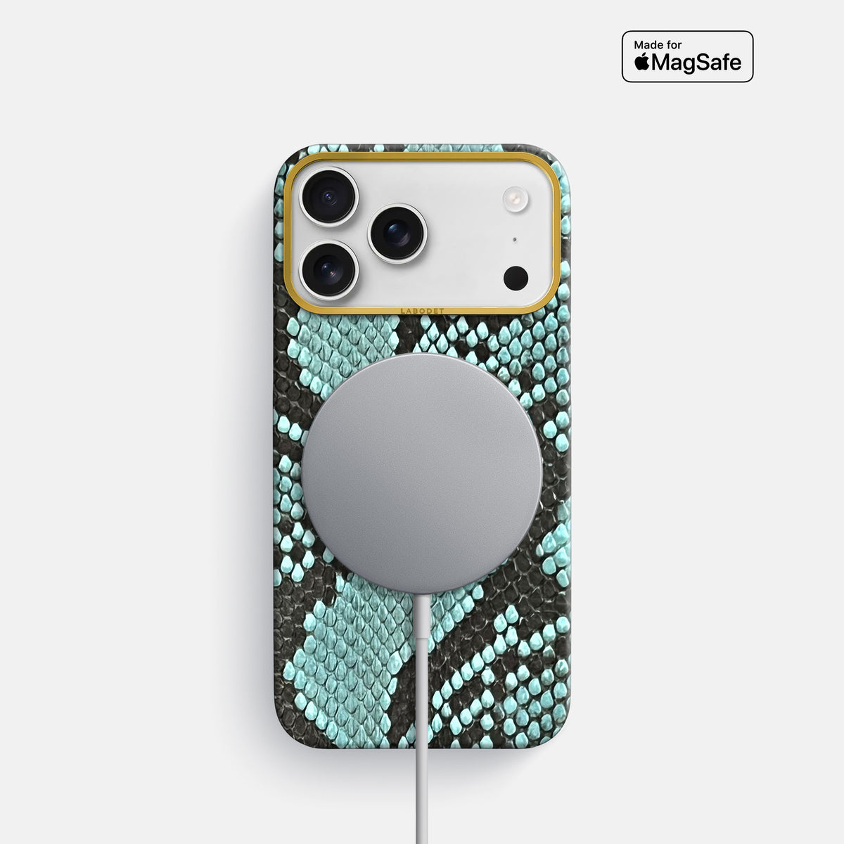 Classic Case For iPhone 17 Pro In Deluxe Python -5 | Blue-Lagoon-Gold