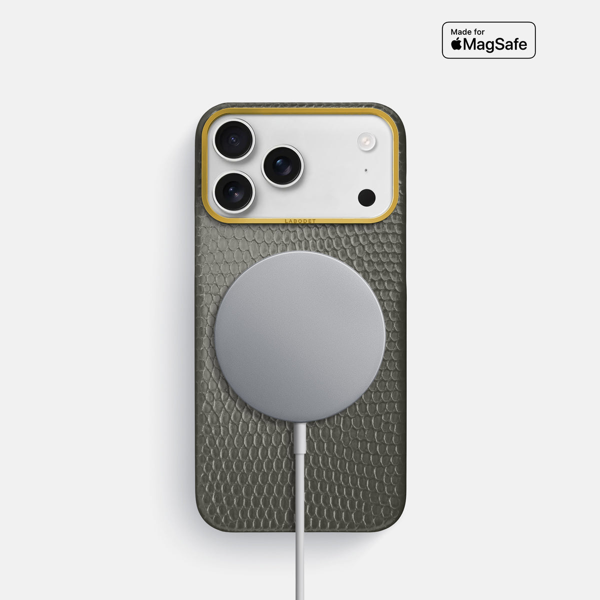 Classic Case For iPhone 17 Pro In Lizard -5 | Grey-Gold