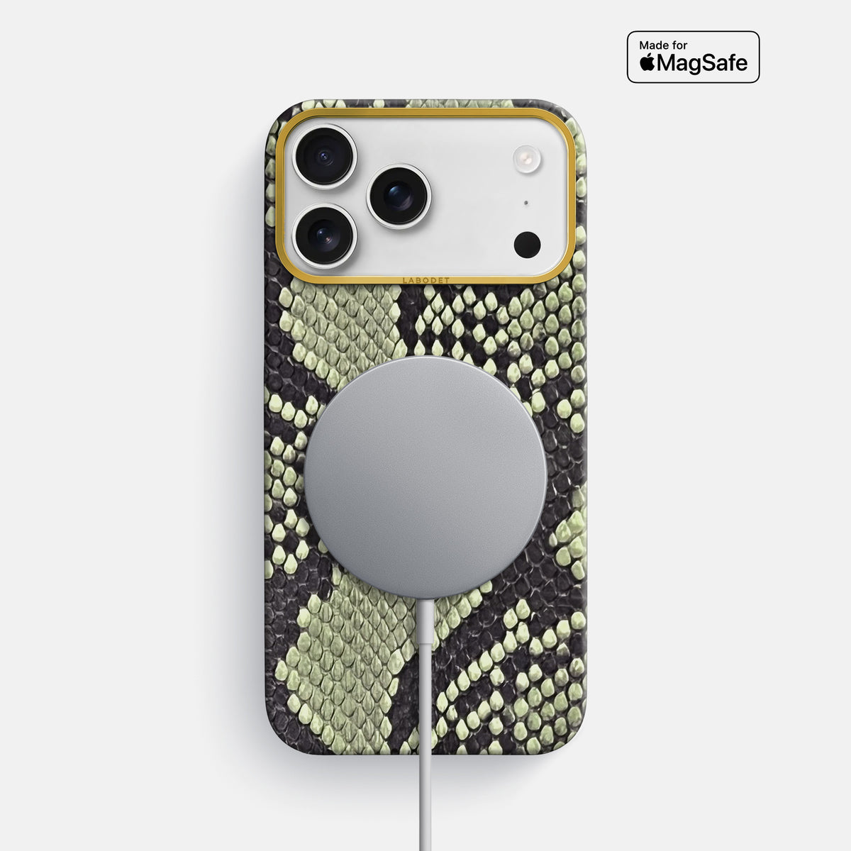 Classic Case For iPhone 17 Pro Max In Deluxe Python -5 | Army-Green-Gold