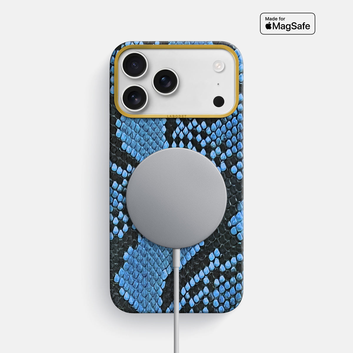 Classic Case For iPhone 17 Pro Max In Deluxe Python -5 | Blue-Jeans-Gold