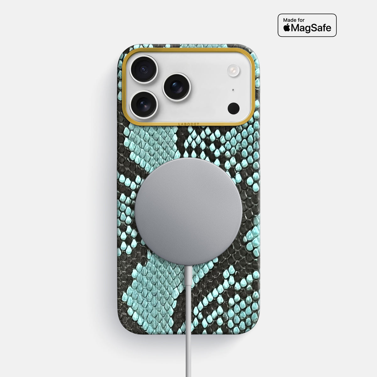 Classic Case For iPhone 17 Pro Max In Deluxe Python -5 | Blue-Lagoon-Gold