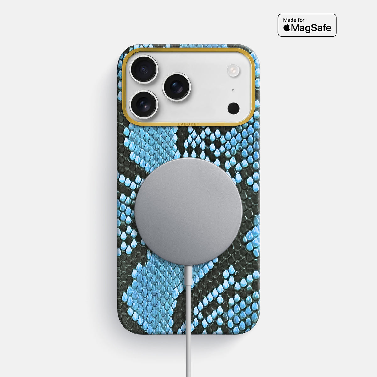 Classic Case For iPhone 17 Pro Max In Deluxe Python -5 | Pacific-Blue-Gold