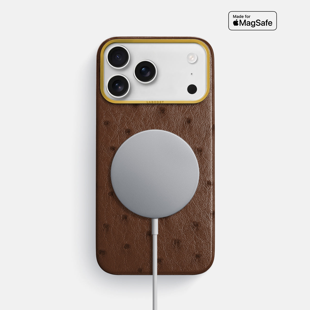 Classic Case For iPhone 17 Pro Max In Ostrich -5 | Chocolate-Gold