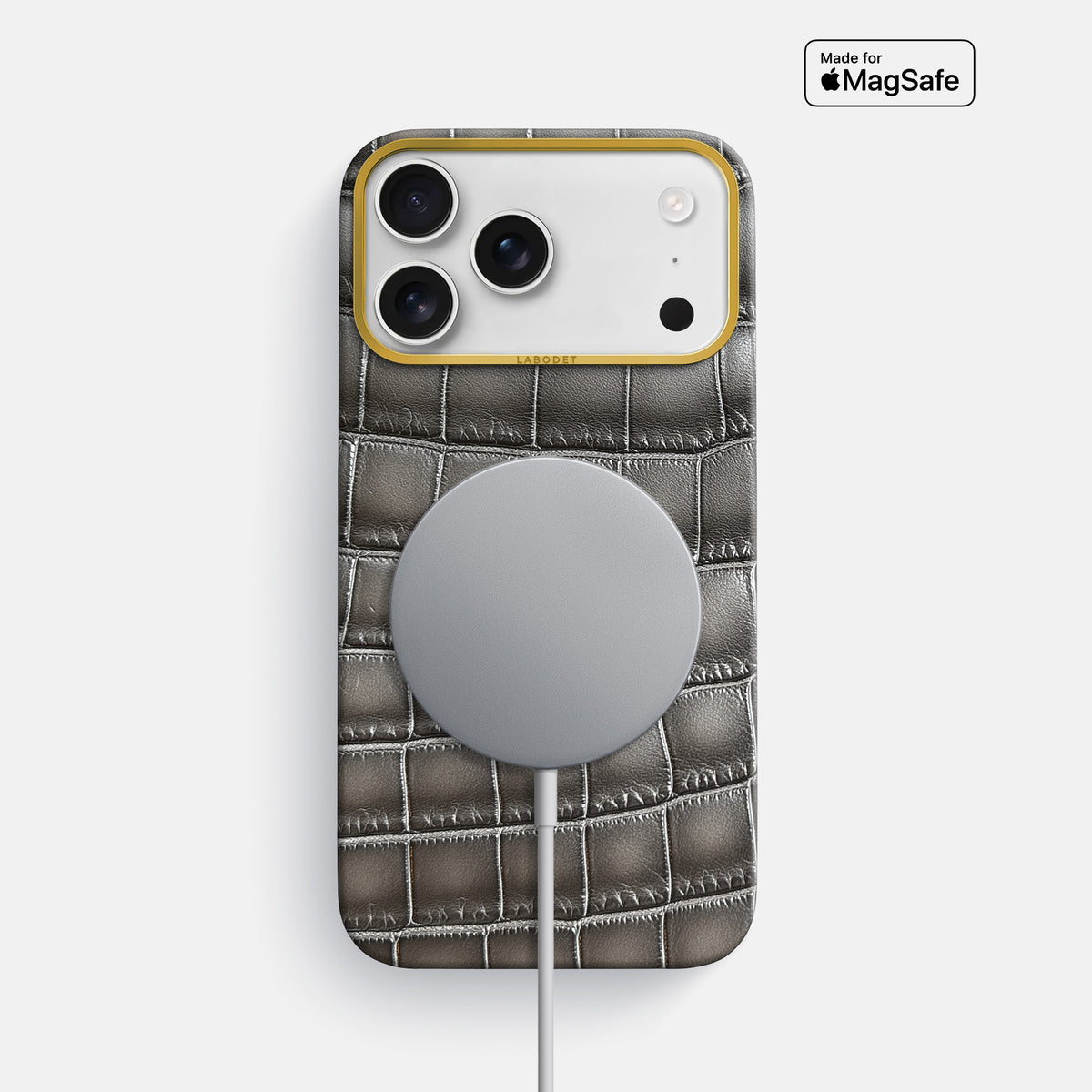 Classic Case For iPhone 17 Pro Max In Patina Alligator -5 | Grey-Gold